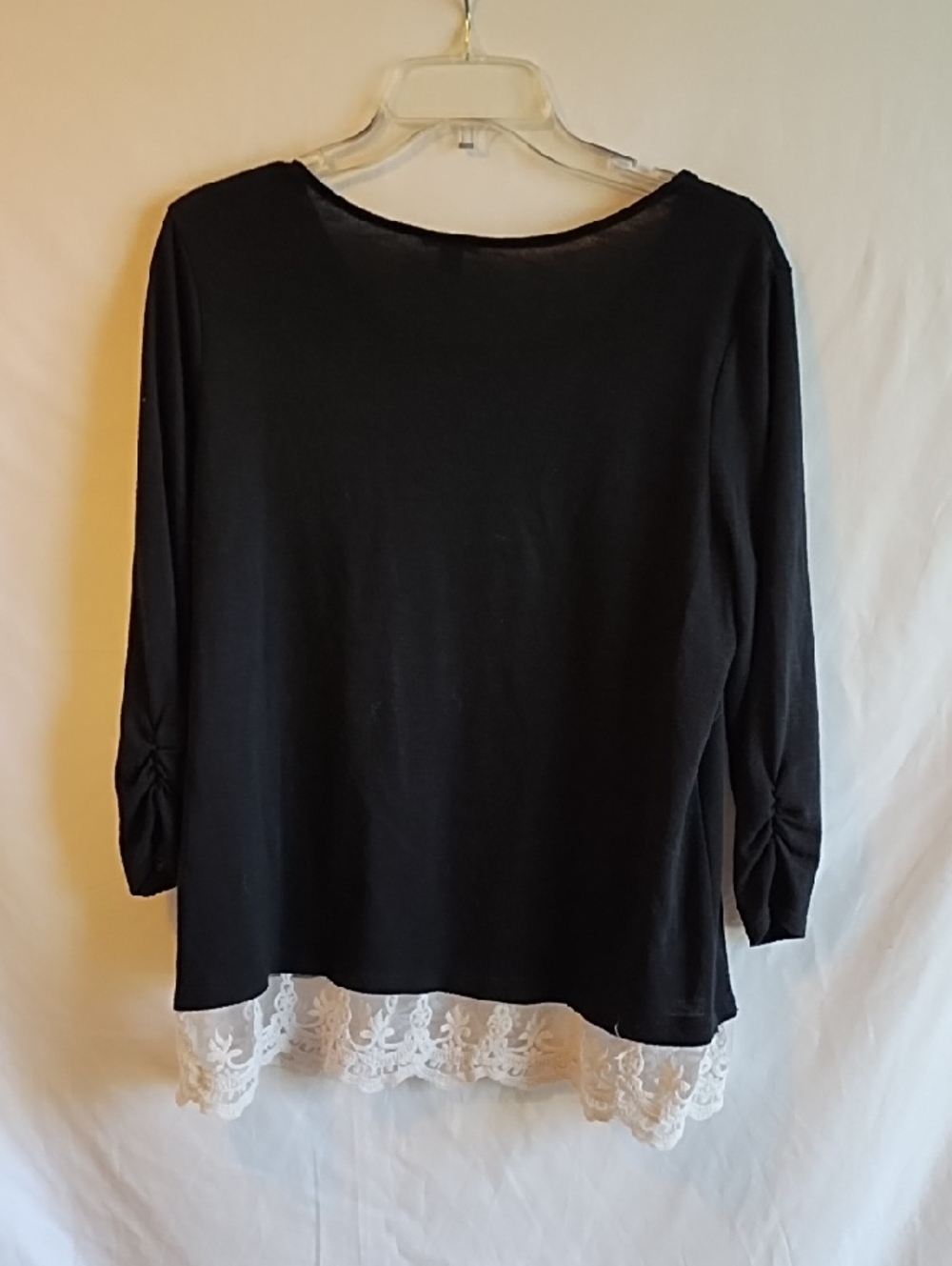 new directions Black Top with White Lace Trim - Picture 4 of 6
